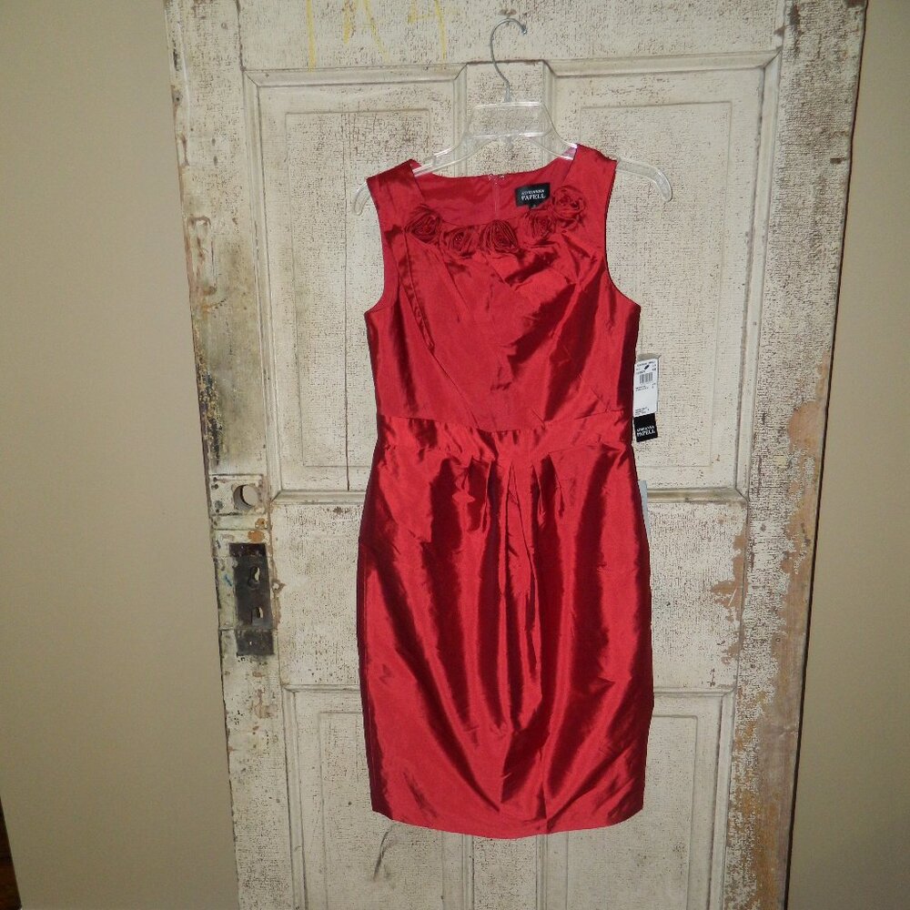 Adrianna Papell Rosette Taffeta Sheath Dress Sz 8 (U-12)